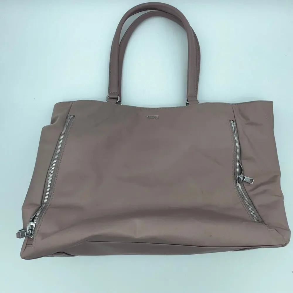 TUMI Voyageur Valetta Large Tote Bag Light Mauve Pink Nylon Laptop Travel